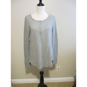 Gap Octavia Waffle Henley XL Tall Gray Long Sleeve Shirt 58% Cotton Blend